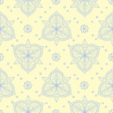 Çiçek bej seamless modeli. Bej renkli arka plan duvar kağıtları, Tekstil ve kumaş için mavi ve yeşil ışık çiçek tasarımları ile