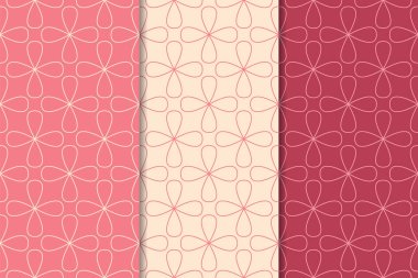 Kiraz kırmızısı geometrik süsler. Web, Tekstil ve duvar kağıtları için dikey Dikişsiz desen seti