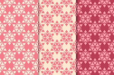 Kiraz kırmızı çiçek desenleri kümesi. Dikey Dikişsiz desen. Duvar kağıdı arka plan