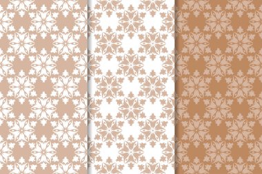 Kahverengi çiçek süsler. Tekstil ve duvar kağıtları için dikey Dikişsiz desen seti