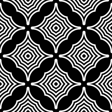 Geometrik süsleme. Siyah ve beyaz seamless modeli web, Tekstil ve duvar kağıtları için