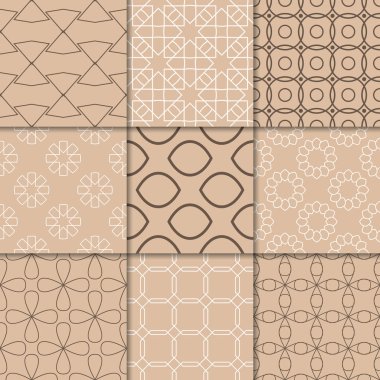Kahverengi Bej geometrik süsler. Web, Tekstil ve duvar kağıtları için dikişsiz desen koleksiyonu