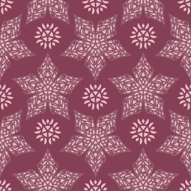 Çiçek seamless modeli. Mor kırmızı arka plan duvar kağıtları, Tekstil ve kumaş çiçek tasarım öğeleri ile