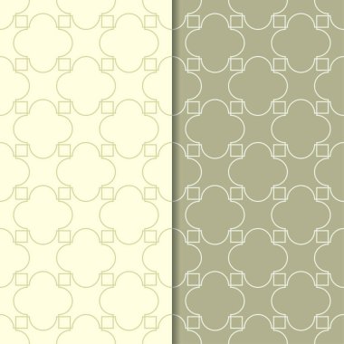 Zeytin yeşili geometrik süsler. Web, Tekstil ve duvar kağıtları için dikişsiz desen seti