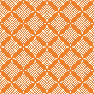 Geometrik süsleme. Turuncu ve beyaz seamless modeli web, Tekstil ve duvar kağıtları için