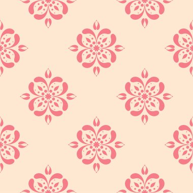 Bej renkli arka plan üzerinde kırmızı çiçek tasarım. Tekstil ve duvar kağıtları için seamless modeli