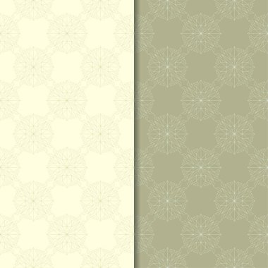 Zeytin yeşili çiçek süs arka planlar. Tekstil ve duvar kağıtları için dikişsiz desen seti