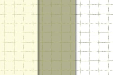 Zeytin yeşili ve beyaz geometrik süsler. Web, Tekstil ve duvar kağıtları için dikey Dikişsiz desen seti