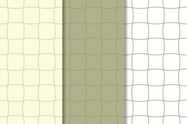 Zeytin yeşili ve beyaz geometrik süsler. Web, Tekstil ve duvar kağıtları için dikey Dikişsiz desen seti