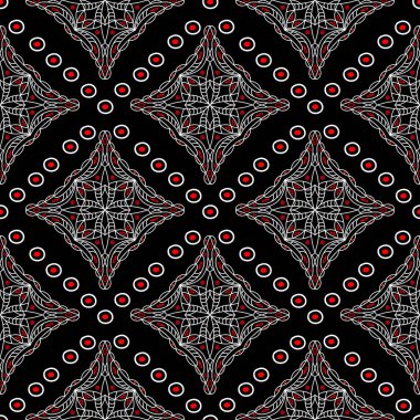 Geometrik seamless modeli. Siyah kırmızı beyaz bir arka plan duvar kağıtları, Tekstil ve kumaş için