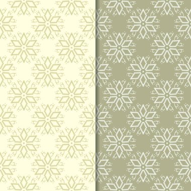 Zeytin yeşili çiçek arka planlar. Tekstil ve duvar kağıtları için dikişsiz desen seti