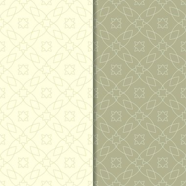 Zeytin yeşili geometrik süsler. Web, Tekstil ve duvar kağıtları için dikişsiz desen seti