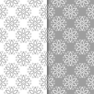 Beyaz ve gri çiçek arka planlar. Tekstil ve duvar kağıtları için dikişsiz desen seti