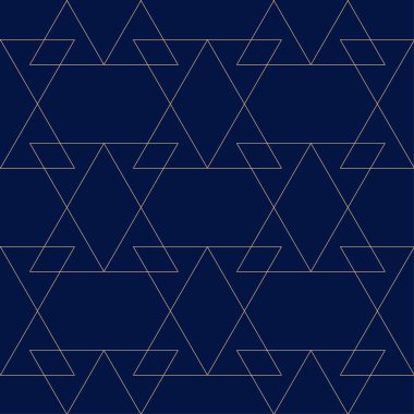 Koyu mavi zemin üzerine altın geometrik yazdır. Web, Tekstil ve duvar kağıtları için seamless modeli