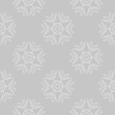 Gri ve beyaz çiçek süsleme. Tekstil ve duvar kağıtları için seamless modeli