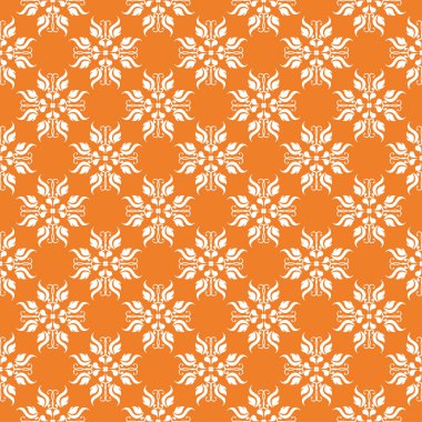 Beyaz çiçek süsleme portakal. Tekstil ve duvar kağıtları için seamless modeli