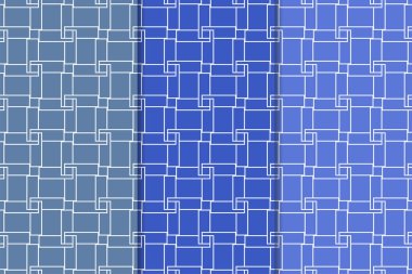 Mavi geometrik süsler. Web, Tekstil ve duvar kağıtları için dikey Dikişsiz desen seti