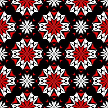 Siyah kırmızı ve beyaz çiçek seamless modeli. Duvar kağıdı, Tekstil ve kumaş arka plan