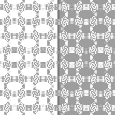 Gri ve beyaz geometrik süsler. Web, Tekstil ve duvar kağıtları için dikişsiz desen seti