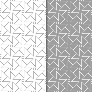 Gri ve beyaz geometrik süsler. Web, Tekstil ve duvar kağıtları için dikişsiz desen seti