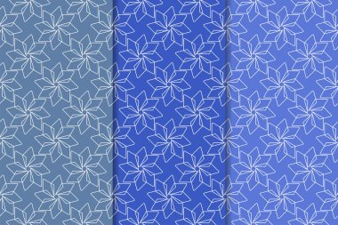 Mavi geometrik süsler. Web, Tekstil ve duvar kağıtları için dikey Dikişsiz desen seti