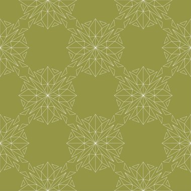 Zeytin yeşil zemin üzerine beyaz çiçekler. Tekstil ve duvar kağıtları için süs seamless modeli