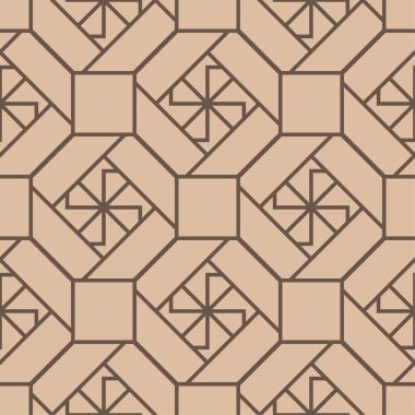 Bej ve kahverengi geometrik yazdırın. Web, Tekstil ve duvar kağıtları için seamless modeli