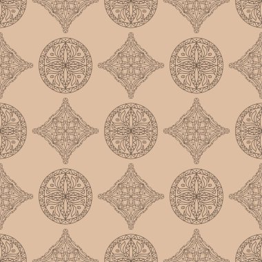 Bej ve kahverengi geometrik yazdırın. Web, Tekstil ve duvar kağıtları için seamless modeli