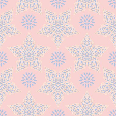 Pembe çiçek seamless modeli ile duvar kağıdı, Tekstil ve kumaş için ışık mavi ve sarı çiçek öğeleri