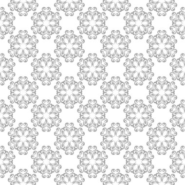 Işık gri çiçek sorunsuz süsleme beyaz arka plan üzerinde. Tekstil ve duvar kağıtları için seamless modeli