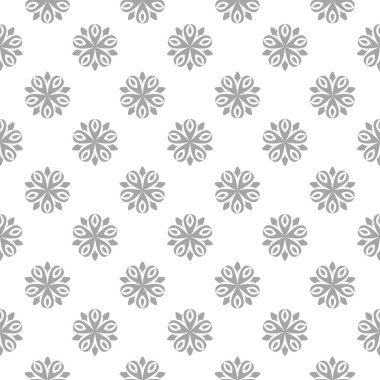 Beyaz arka plan üzerine açık gri çiçek süsleme. Tekstil ve duvar kağıtları için seamless modeli