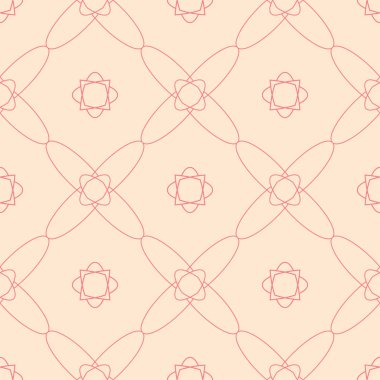 Kırmızı ve bej geometrik süsleme. Web, Tekstil ve duvar kağıtları için seamless modeli