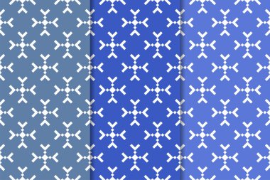 Mavi geometrik süsler. Web, Tekstil ve duvar kağıtları için dikey Dikişsiz desen seti