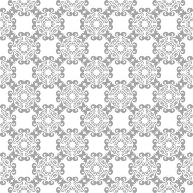 Işık gri çiçek sorunsuz süsleme beyaz arka plan üzerinde. Tekstil ve duvar kağıtları için seamless modeli