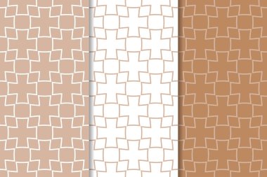Web, Tekstil ve duvar kağıtları için dikişsiz desen kahverengi ve beyaz geometrik dizi