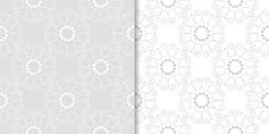 Işık gri çiçek süsler. Tekstil ve duvar kağıtları için dikişsiz desen seti