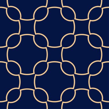 Altın mavi geometrik süsleme. Web, Tekstil ve duvar kağıtları için seamless modeli
