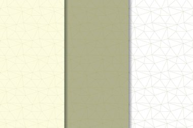 Zeytin yeşili ve beyaz geometrik süsler. Web, Tekstil ve duvar kağıtları için dikey Dikişsiz desen seti