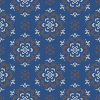 Sorunsuz çiçek desenli. Koyu mavi arka plan duvar kağıtları, Tekstil ve kumaş için çiçek tasarımları ile