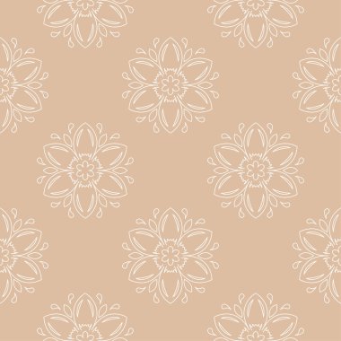 Bej ve beyaz çiçek süsleme. Tekstil ve duvar kağıtları için seamless modeli