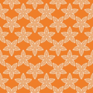 Beyaz çiçek süsleme portakal. Tekstil ve duvar kağıtları için seamless modeli