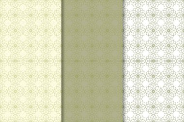 Zeytin yeşili ve web, Tekstil ve duvar kağıtları için geometrik Dikişsiz desen beyaz set