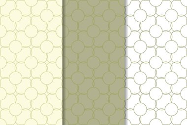 Geometrik süsler kümesi. Zeytin yeşili ve beyaz Dikişsiz desen web, Tekstil ve duvar kağıtları için