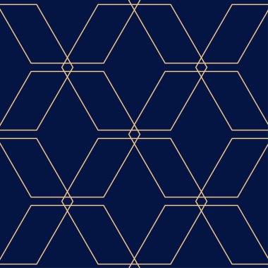 Altın mavi geometrik süsleme. Web, Tekstil ve duvar kağıtları için seamless modeli