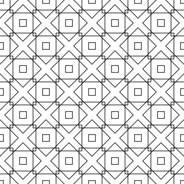 Beyaz arka planda siyah geometrik tasarım. Web, Tekstil ve duvar kağıtları için seamless modeli