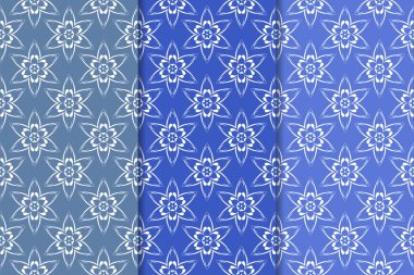 Çiçek süsler kümesi. Mavi dikey Dikişsiz desen. Duvar kağıdı arka plan