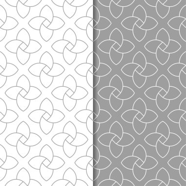 Gri ve beyaz geometrik süsler. Web, Tekstil ve duvar kağıtları için dikişsiz desen seti