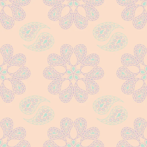 Çiçek seamless modeli. Bej renkli arka plan duvar kağıtları, Tekstil ve kumaş için mor ve mavi çiçek öğeleri ile