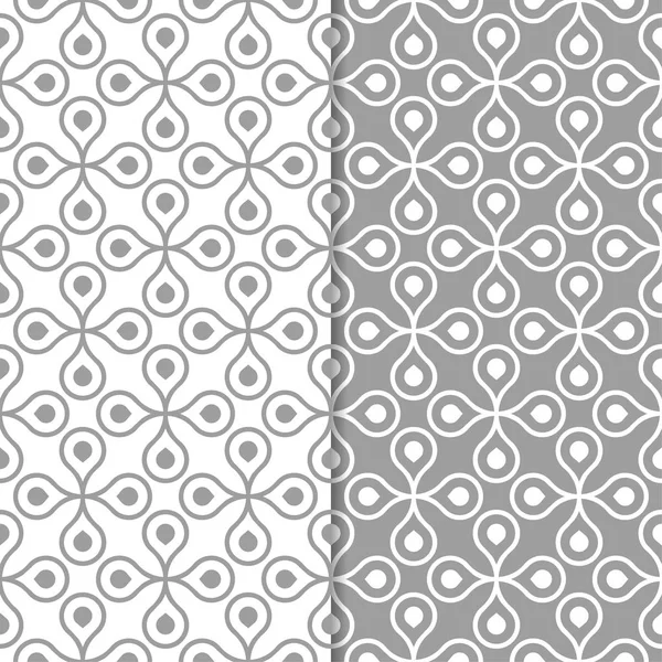 Gri ve beyaz geometrik süsler. Web, Tekstil ve duvar kağıtları için dikişsiz desen seti
