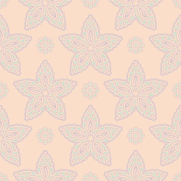 Çok renkli çiçek seamless modeli. Bej renkli arka plan duvar kağıtları, Tekstil ve kumaş için mor ve mavi çiçek öğeleri ile